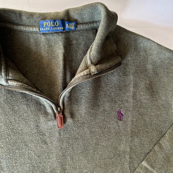 Polo Ralph Lauren Men's 1/4 Zip Pullover Sweater XL Olive Embroidered Pony - Picture 3 of 5